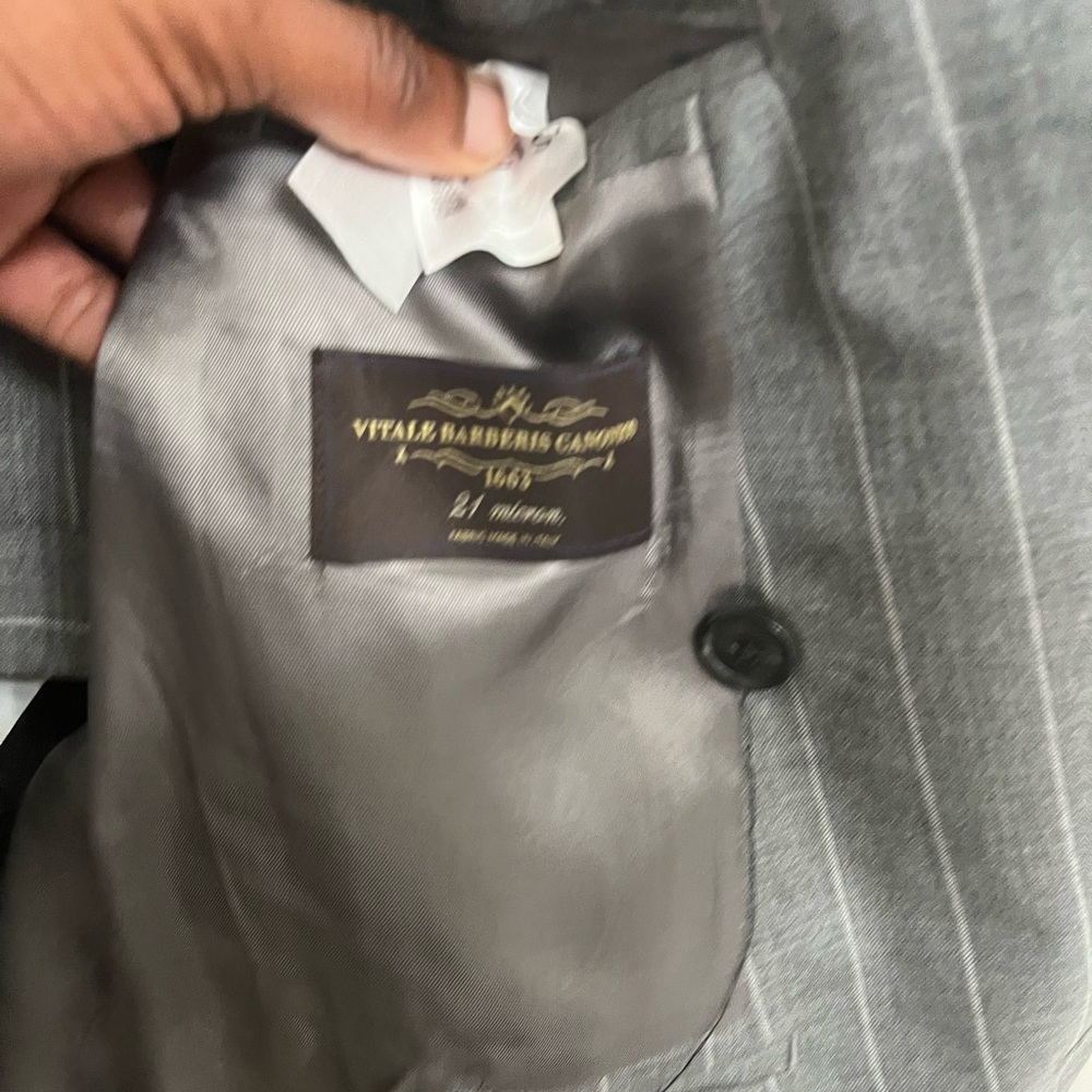 Reiss Gray Pinstripe Double-Breasted Suit Jacket - Picture 2 of 5